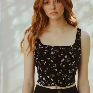 Tilly’s West of Melrose Floral Velvet Corset Tank Top